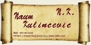 Naum Kulinčević vizit kartica